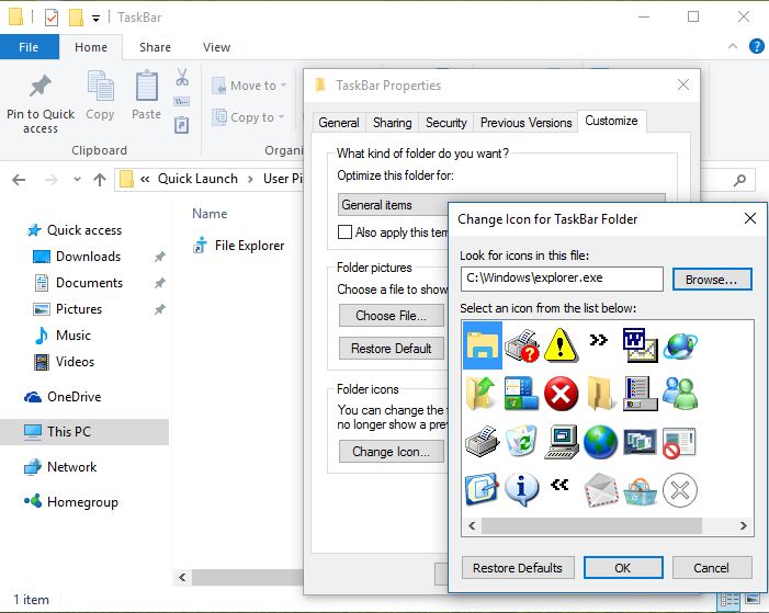 File Explorer, Windows 10, start, folder, location, configure