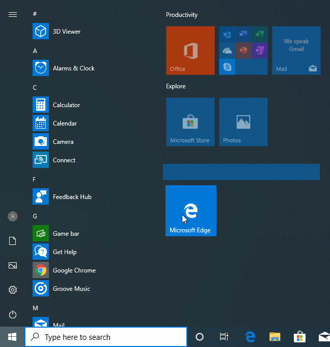 Create a new group on the Start Menu