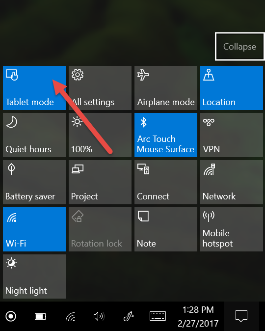 Windows 10, Start Menu, Tablet Mode, Full Screen