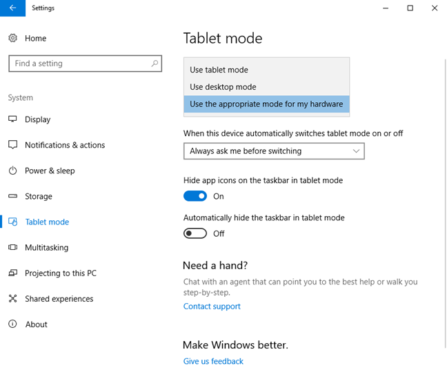 Windows 10, Start Menu, Tablet Mode, Full Screen