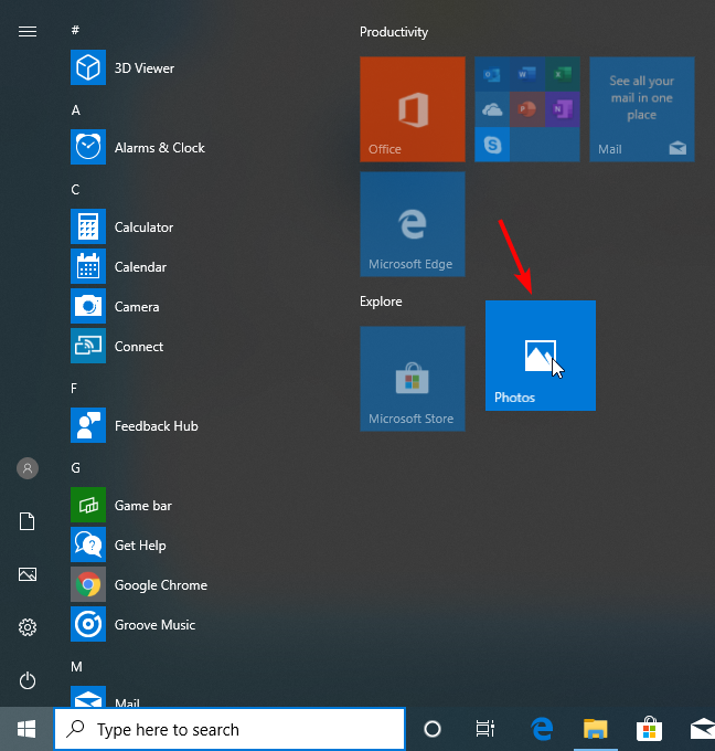 Reposition a tile in the Start Menu in Windows 10