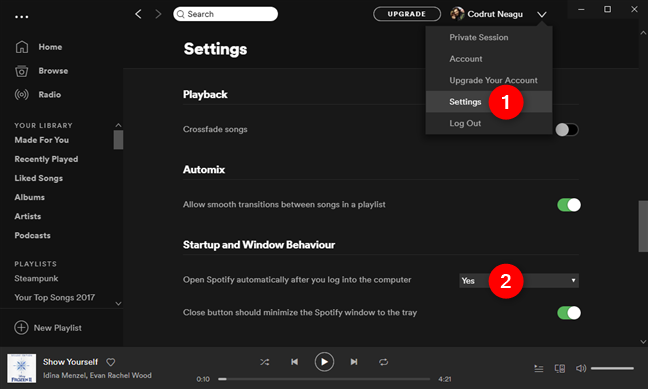 Open Spotify automatically after you log into the computer