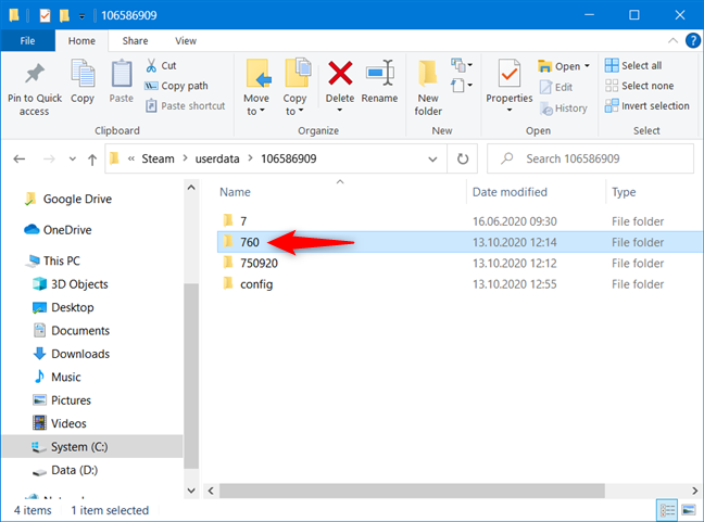 The 760 folder from Steam's user account folder