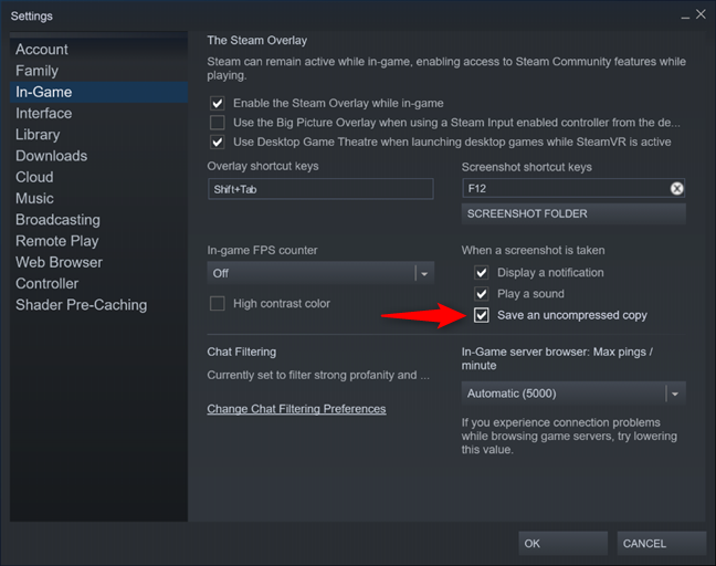 Save an uncompressed copy for Steam screenshots