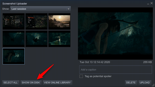 Show on Disk in Steam Screenshot Uploader