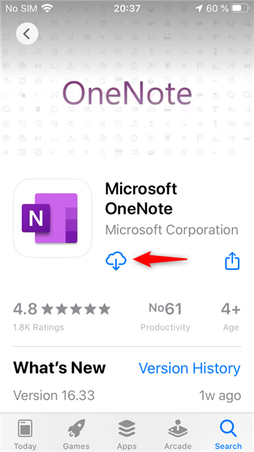 OneNote in the App Store