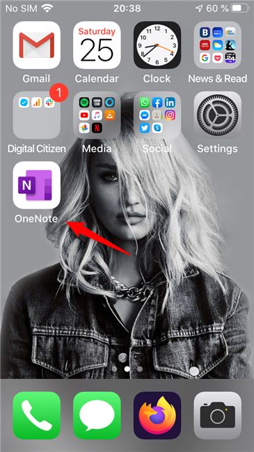 OneNote can be found on the home screen of your iPhone