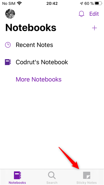 OneNote is ready and, at the bottom, you can find your Sticky Notes