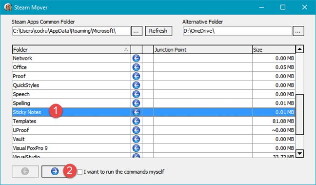 Sticky Notes, Windows, OneDrive, Dropbox, synchronize, Steam Mover