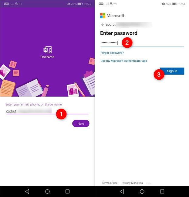 Connecting to OneNote with your Microsoft account
