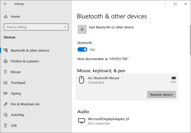 Bluetooth connections in Windows 10