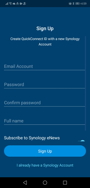 Creating a Synology account