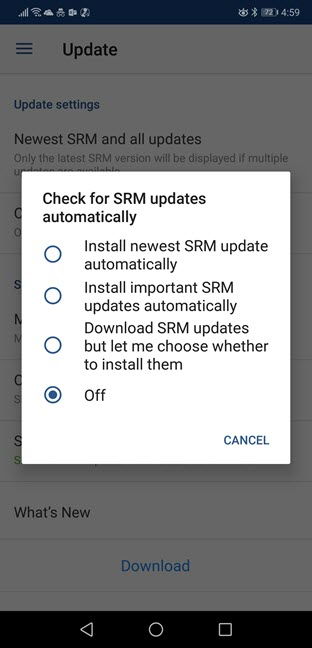 Managing firmware updates in the DS Router mobile app