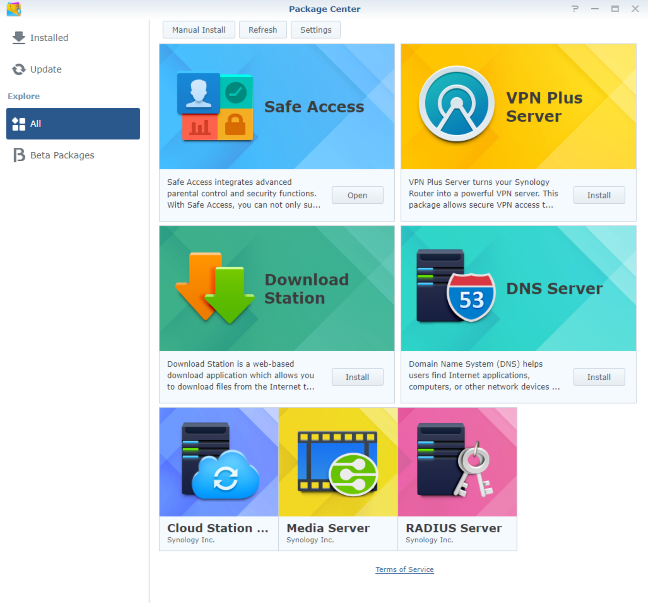 The Synology Package Center