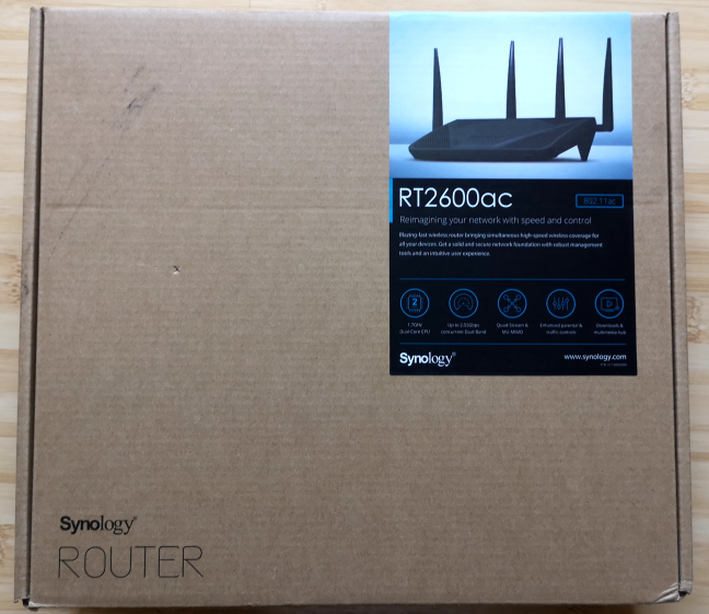 The packaging for Synology RT2600ac