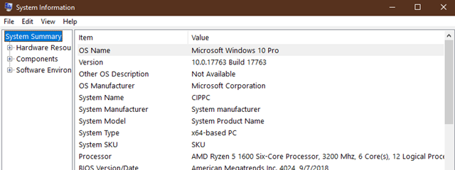 How to see details about your PC's hardware and software, using System Information