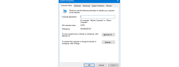 The Windows 10 workgroup and how to change it