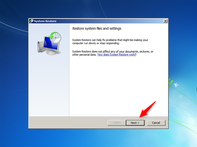 Windows 7 System Restore launched before boot