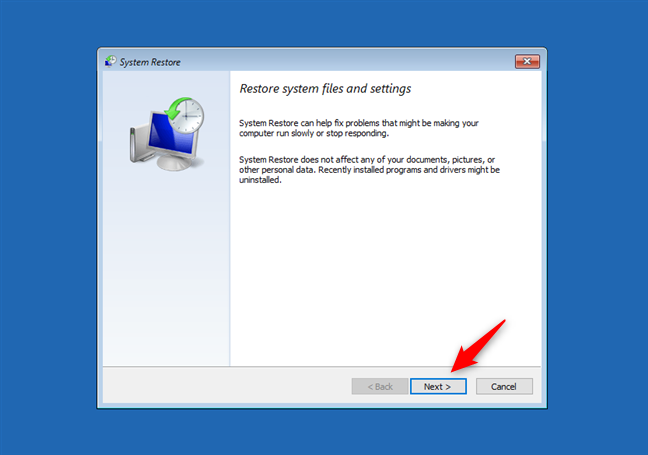 Windows System Restore from boot