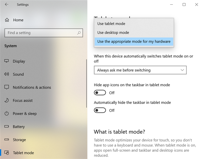 Choose your device's mode when you sign in