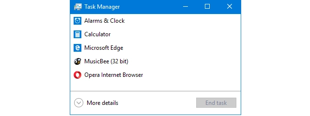 View details about running processes with the Windows 10 Task Manager