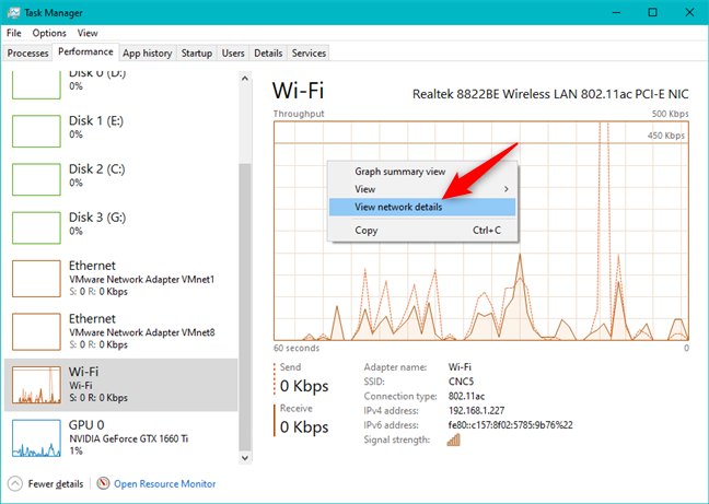 View network details shows a lot of information about the networks