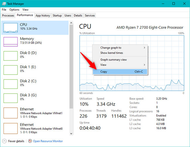 Copying details about a system resource (CPU, in this case)