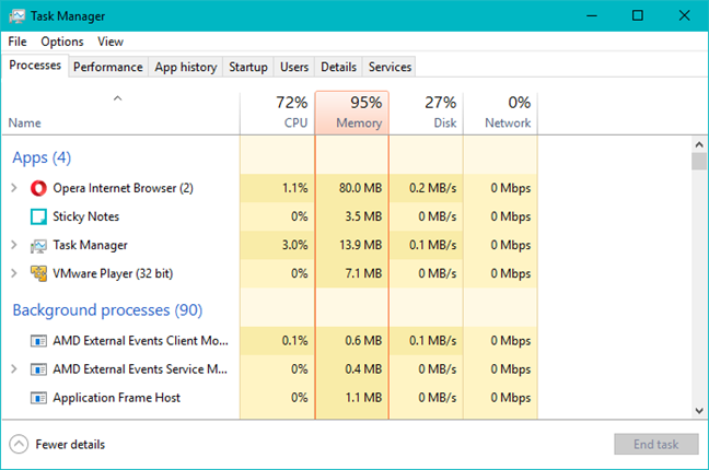 Task Manager, Windows