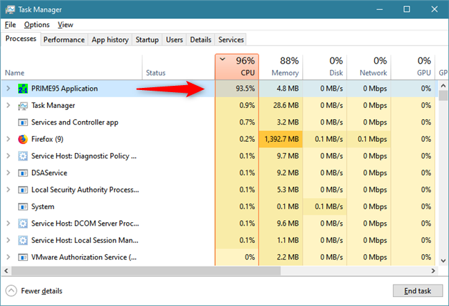 Identifying the Windows 10 app that hogs the processor