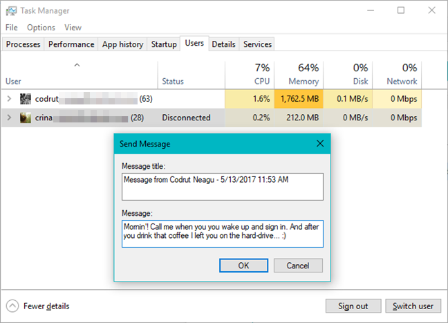 Task Manager, Windows