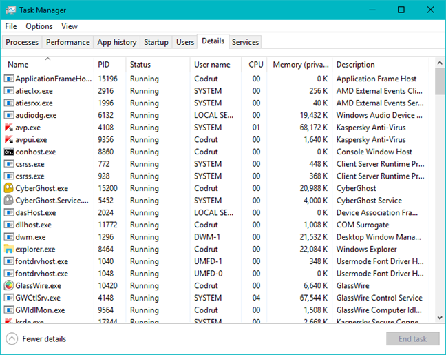 Task Manager, Windows