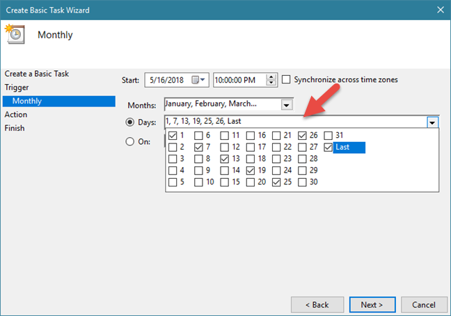 Task Scheduler, Basic Task Wizard