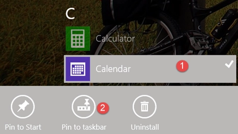taskbar, apps, Windows 8.1, pin, display, unpin