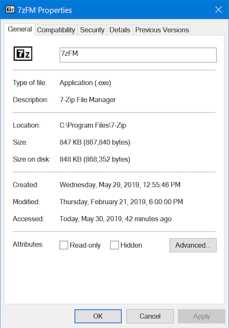 The Properties of 7-Zip