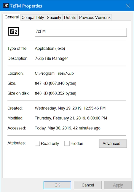The Properties of 7-Zip