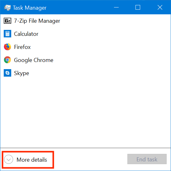 Get the full Task Manager experience by clicking More details