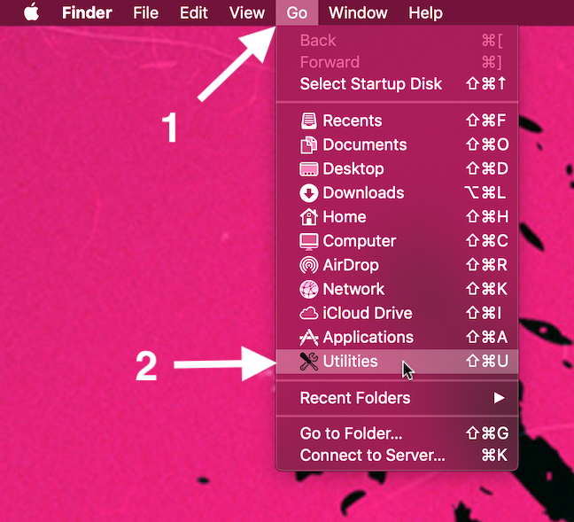 Select Utilities from the Go dropdown menu