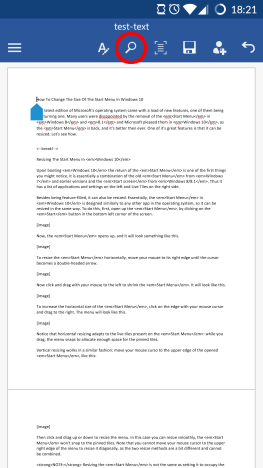Android, Microsoft, Office, Word, text, replace, find, search