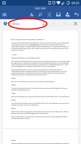 Android, Microsoft, Office, Word, text, replace, find, search