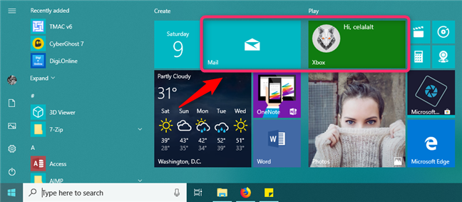 Wide tiles on the Windows 10 Start Menu