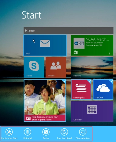 Windows 8.1, Start screen, tiles, customize, group, name, live tiles