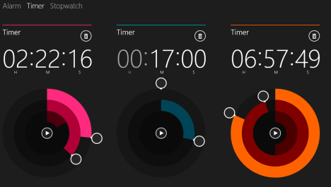 Windows 8.1, Alarms app, timer, stopwatch, create, delete