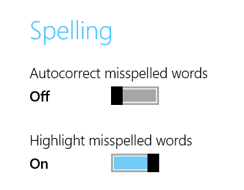 Windows 8.1, touch, keyboard, sounds, autocorrect, settings, spelling