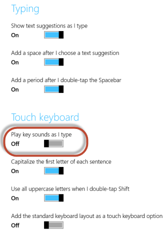 Windows 8.1, touch, keyboard, sounds, autocorrect, settings, spelling