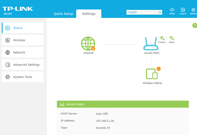 TP-Link RE350, AC1200, range extender