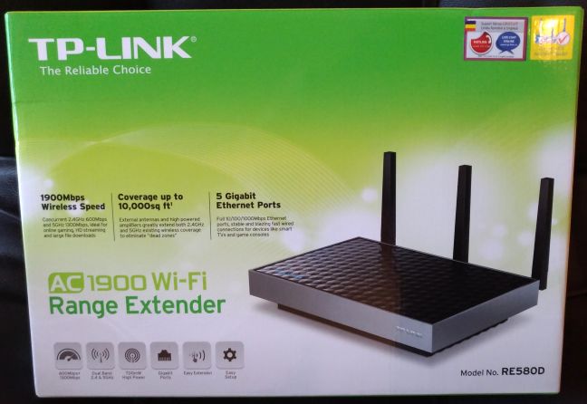 TP-LINK RE580D, range, extender, AC1900