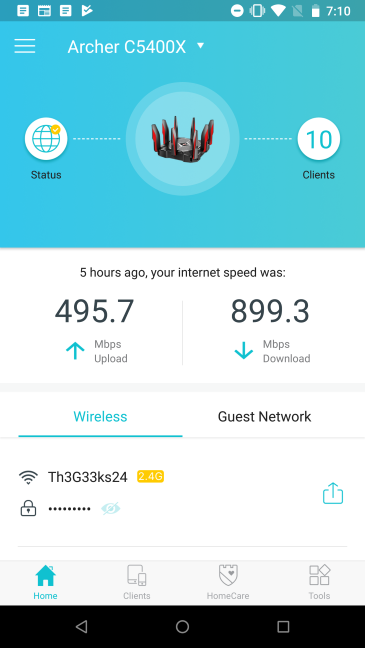 The TP-Link Tether app for TP-Link Archer C5400X