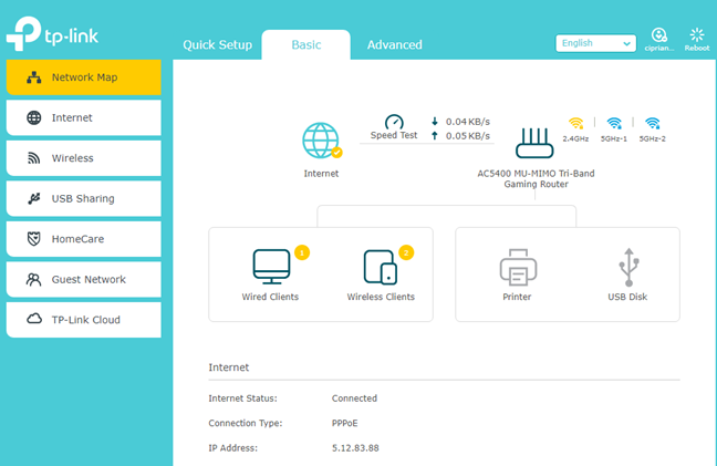 TP-Link Archer C5400X - the basic settings