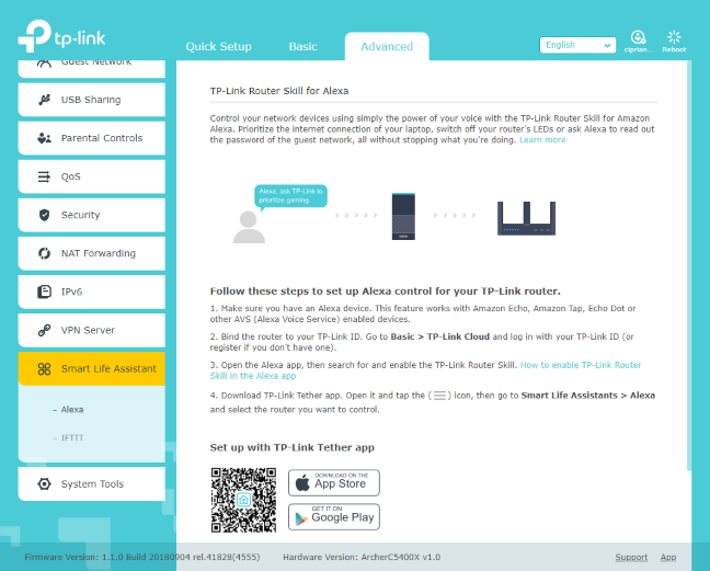 TP-Link Archer C5400X - integration with Amazon Alexa