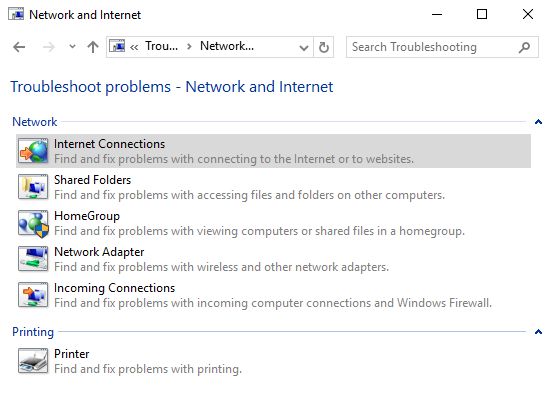 Windows, troubleshoot, network, internet, problems